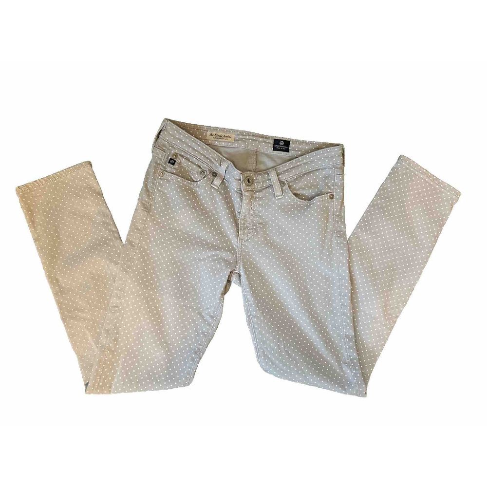 AG ADRIANO GOLDSCHMIED Women's Jean Size 25R The Stevie Ankle Slim Leg‎ Dot Grey